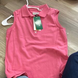 Dover Saddlery Pink Sleeveless Polo Shirt, small